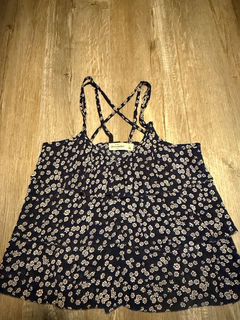 Abercrombie & Fitch Navy Floral Crisscross Tank Top